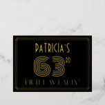 [ Thumbnail: 63rd Birthday Party — Art Deco Style “63” + Name Invitation ]