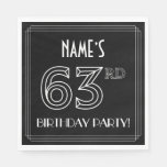 [ Thumbnail: 63rd Birthday Party: Art Deco Style + Custom Name Napkins ]
