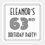 [ Thumbnail: 63rd Birthday Party: Art Deco Style + Custom Name Sticker ]
