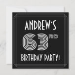 [ Thumbnail: 63rd Birthday Party: Art Deco Style W/ Custom Name Invitation ]