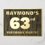 [ Thumbnail: 63rd Birthday Party: Bold, Faux Wood Grain Pattern Invitation ]