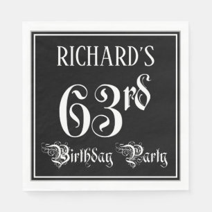 63rd Birthday Party — Fancy Script + Custom Name Napkins