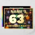 [ Thumbnail: 63rd Birthday Party — Fun, Colorful Fireworks Look Invitation ]