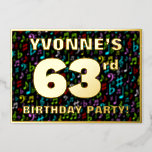 [ Thumbnail: 63rd Birthday Party — Fun, Colorful Music Symbols Invitation ]