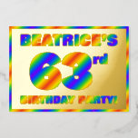 [ Thumbnail: 63rd Birthday Party — Fun, Rainbow Spectrum “63” Invitation ]