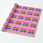 [ Thumbnail: 63rd Birthday: Pink Stripes & Hearts, Rainbow # 63 Wrapping Paper ]