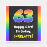 [ Thumbnail: 63rd Birthday: Rainbow Spectrum # 63, Custom Name Napkins ]