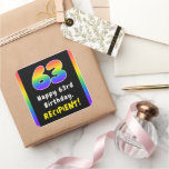 [ Thumbnail: 63rd Birthday: Rainbow Spectrum # 63, Custom Name Sticker ]