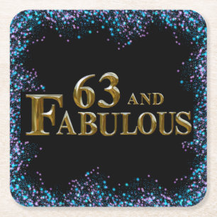 63rd Birthday Square Paper Coaster