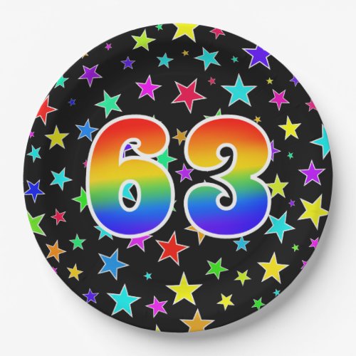 63rd Event Bold Fun Colorful Rainbow 63 Paper Plates