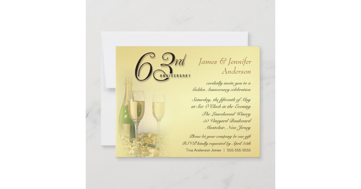 63rd Wedding Anniversary Party Invitations Zazzle 6702