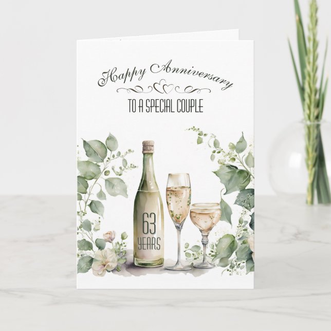 63rd Wedding Anniversary Wine and Ivy   Card (Front)