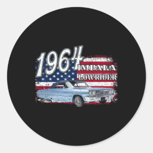 64 Impala Lowrider Ss 4th Of July American Classic Round Sticker