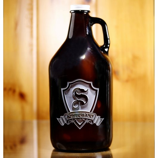 64 oz. Name & Initial Amber Craft Beer Growler (Front)