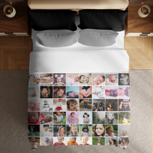 64 Photo Collage Personalized Queen Size 1 sided Duvet Cover
