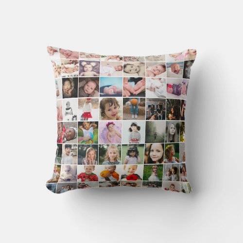 64 Photo Template Personalized Custom Made Throw Pillow