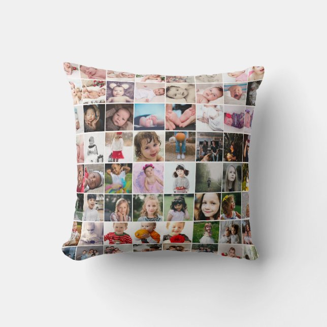 64 Photo Template Personalized Custom Made Throw Pillow (Front)