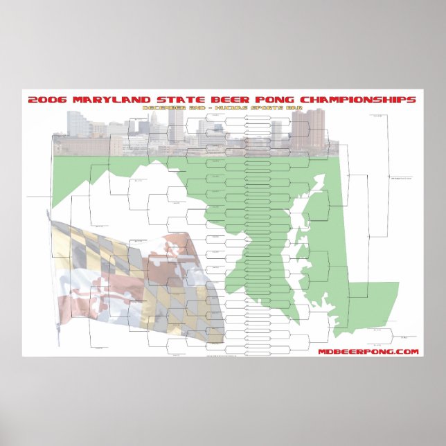 64-team, double elimination tournament bracket poster (Front)