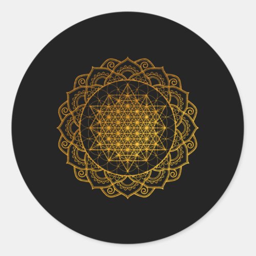 64 Tetrahedron Flower Of Life Mandala Classic Round Sticker