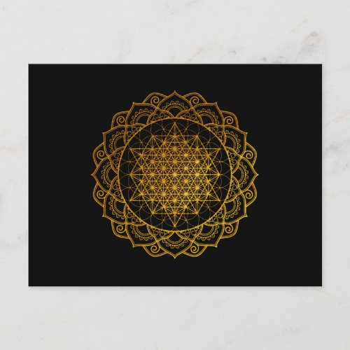 64 Tetrahedron Flower Of Life Mandala Postcard