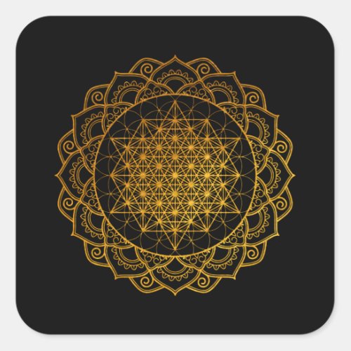 64 Tetrahedron Flower Of Life Mandala Square Sticker