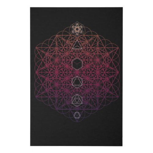 64 Tetrahedron Metatrons Cube Sacred Geo Faux Canvas Print