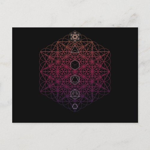 64 Tetrahedron Metatrons Cube Sacred Geo Postcard