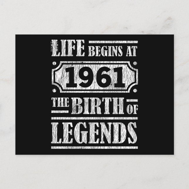 64 Year Old 1961 Birth Of Legend 64th Birthday Postcard (Front)