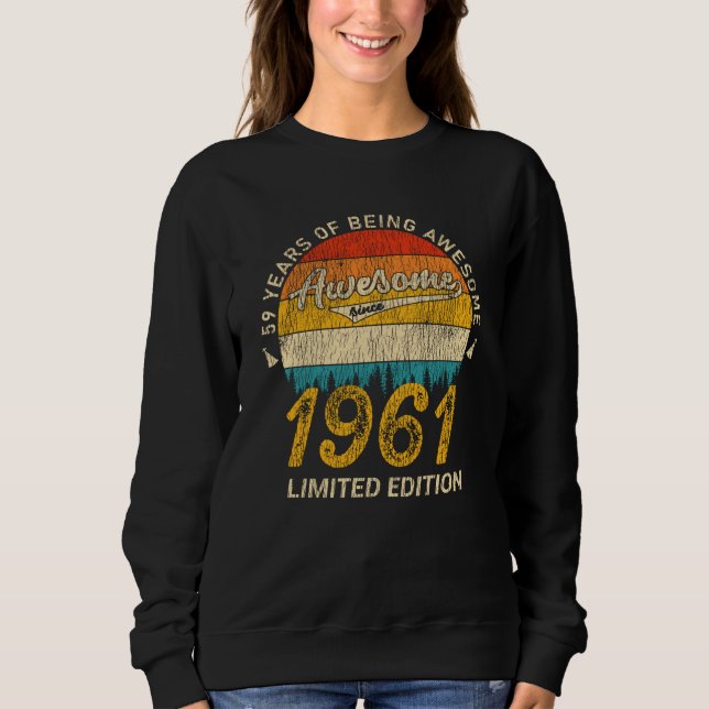 64 Year Old 1961 Retro Awesome 64th Birthday Gift Sweatshirt (Front)