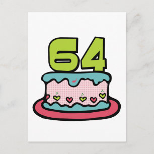 64 Year Old Birthday Cake Postcard