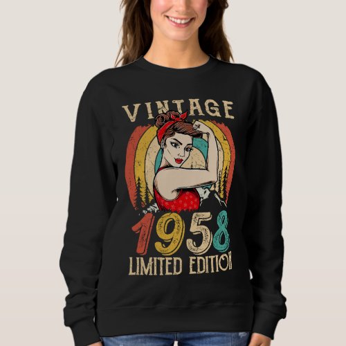 64 Year Old birthday for women Vintage 1958 Birthd Sweatshirt