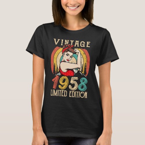 64 Year Old birthday for women Vintage 1958 Birthd T_Shirt