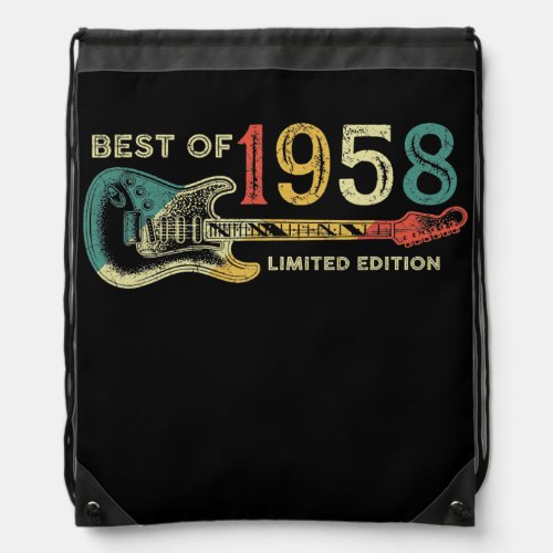 64 Year Old Gifts Best of 1958 Guitar Lover 64th Drawstring Bag