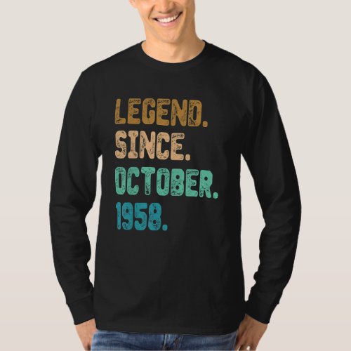 64 Year Old Legend Since October 1958 64th Birthda T_Shirt