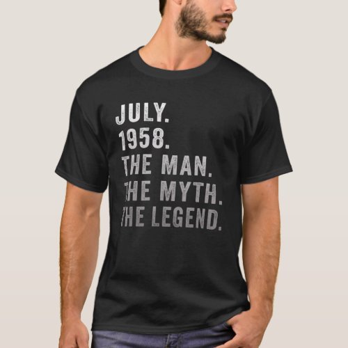 64 Years Old Birthday  The Man Myth Legend July 19 T_Shirt