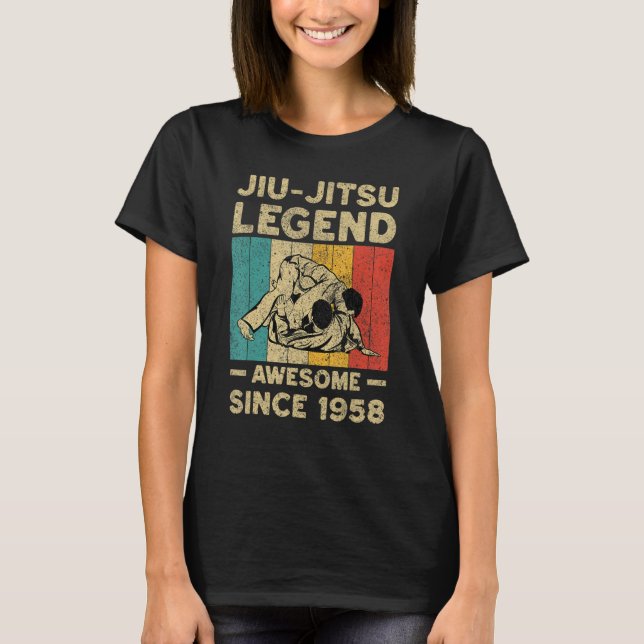 64 Years Old BJJ Jiu Jitsu Legend Awesome Since 19 T-Shirt (Front)