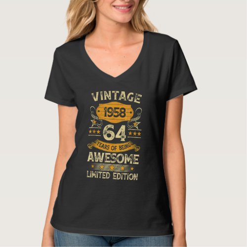 64 Years Old  Vintage 1958  64th Birthday T_Shirt