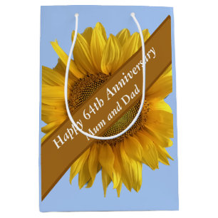 64th Anniversary Sunflower Editable Medium Gift Bag