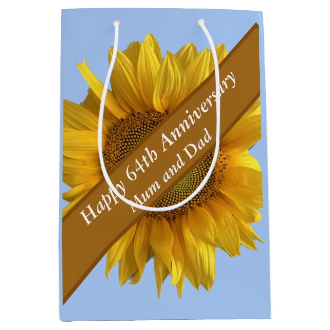 64th Anniversary Sunflower Editable Medium Gift Bag (Front)