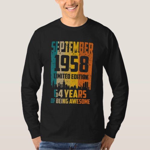 64th Birthday 64 Years Awesome Since September 195 T_Shirt