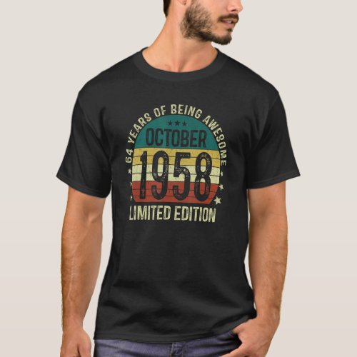 64th Birthday 64 Yrs Old Birthday Vintage October  T_Shirt