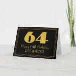 [ Thumbnail: 64th Birthday: Art Deco Inspired Look "64" & Name Card ]