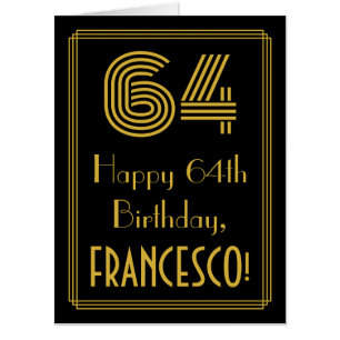 64th Birthday: Art Deco Inspired Look “64” + Name Card