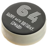 64th Birthday - Art Deco Inspired Look "64", Name Chocolate Covered Oreo (Angled)