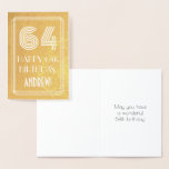 [ Thumbnail: 64th Birthday – Art Deco Inspired Look "64" + Name Foil Card ]