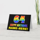 [ Thumbnail: 64th Birthday: Bold, Fun, Simple, Rainbow 64 Card ]