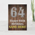 [ Thumbnail: 64th Birthday: Country Western Inspired Look, Name Card ]