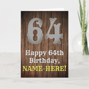 64th Birthday: Country Western Inspired Look, Name Card