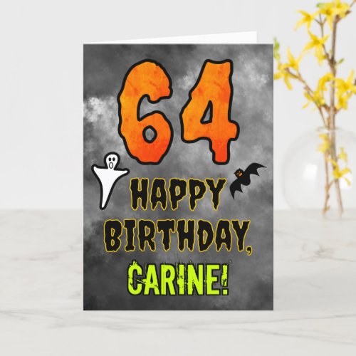 64th Birthday Eerie Halloween Theme  Custom Name Card