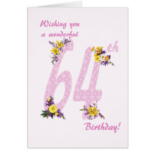 64th Birthday Flower Decorated Numbers
